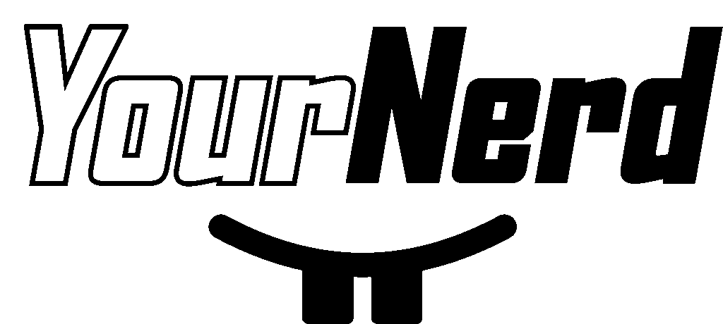 Das YourNerd-Logo, bestehend aus der kursiv gehaltenen Textzeile »YourNerd« sowie darunter angebrachten, abstrahierten »Nerd-Zähnen«.